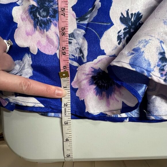 NWT City Studio Blue Floral Pocketed Formal Full Length Fit & Flare Gown 9 - Picture 8 of 12